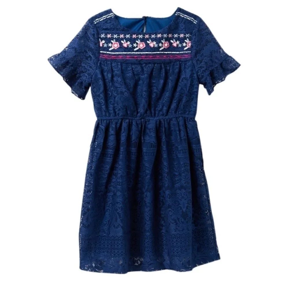 Trixxi Girl embroidered lace dress sz L NWT
